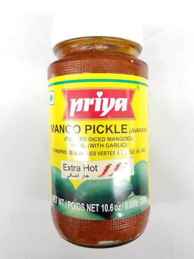 Priya Extra Hot Mango Avakaya Pickle in Oil (With Garlic)